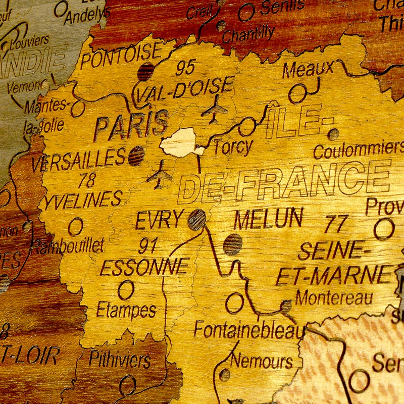 Map details of regions of France.