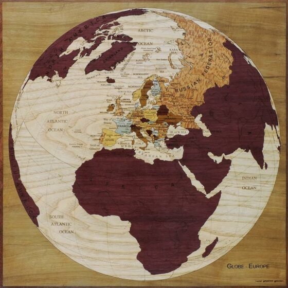 carte globe centré sur l'europe
