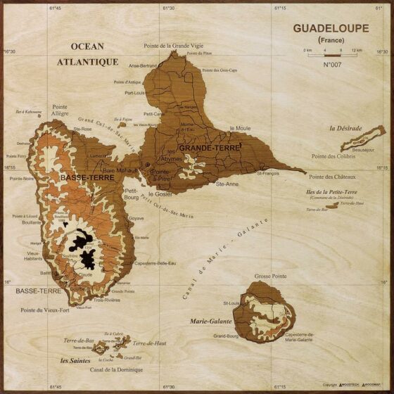 carte en marqueterie de la guadeloupe