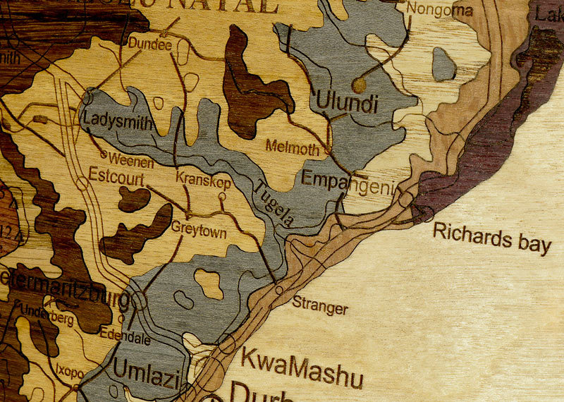 map inlaid of woods details